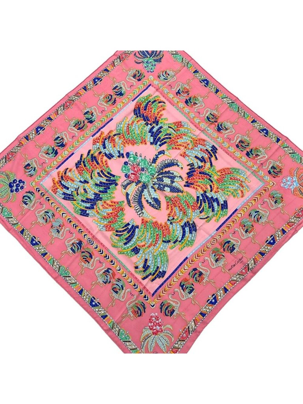 Cartier Scarf Pink Blue Green Flamingo